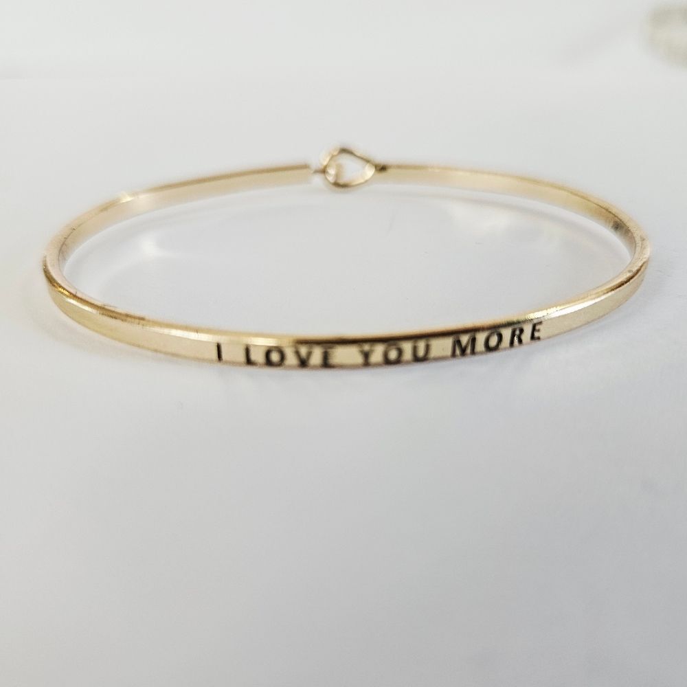 Engraved Gold Over Brass Inspirational "I LOVE YOU MORE" Bangle Bracelet Gift